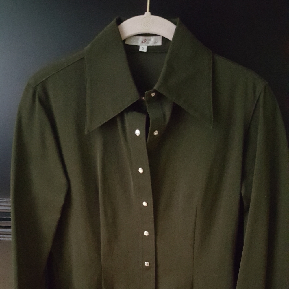 Vintage Vertigo Olive Green 70s Fabulous Shirt Jacket - Sm